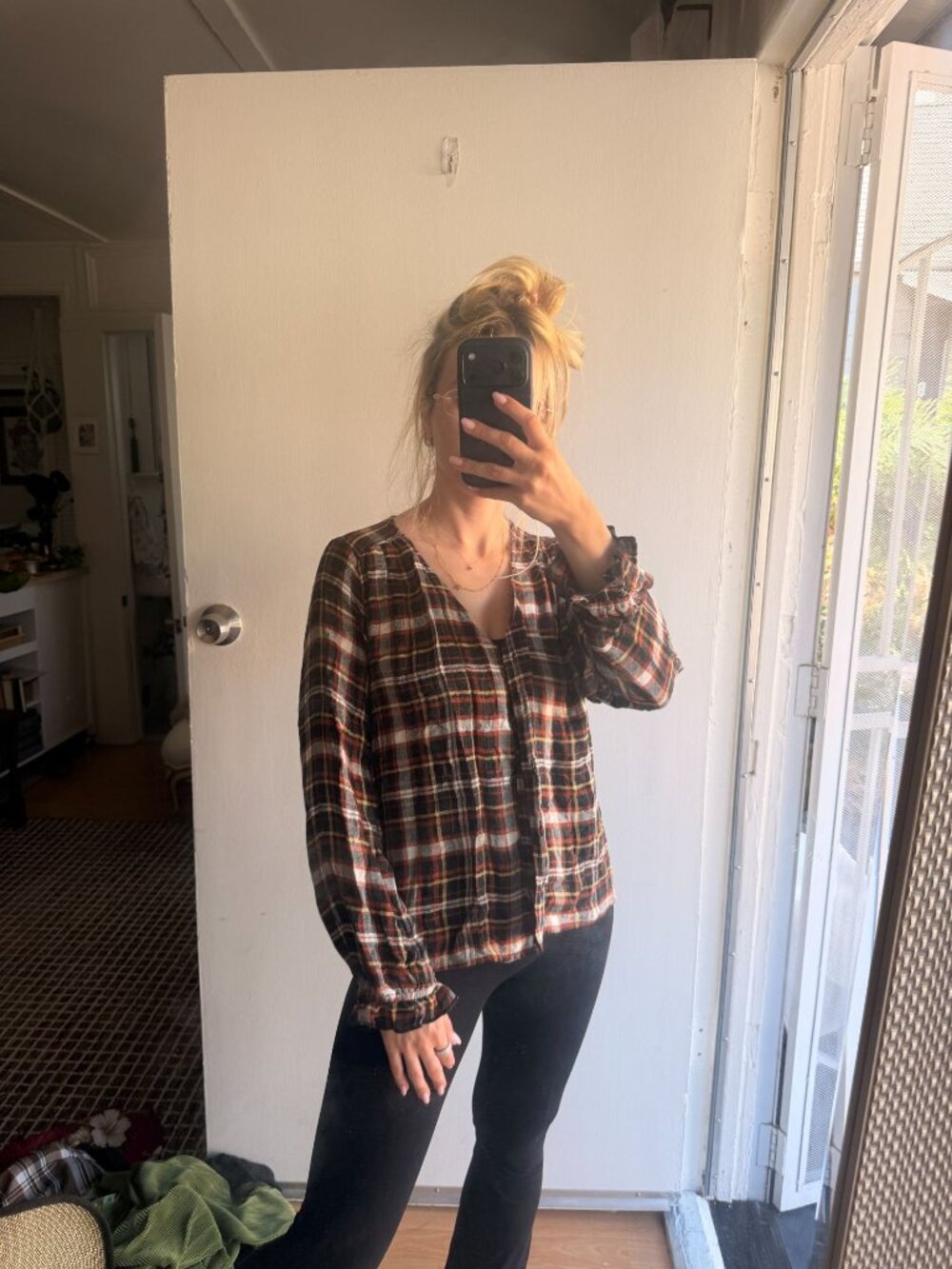 madewell fall blouseXSplaid button down dainty cozy - Picture 4 of 7